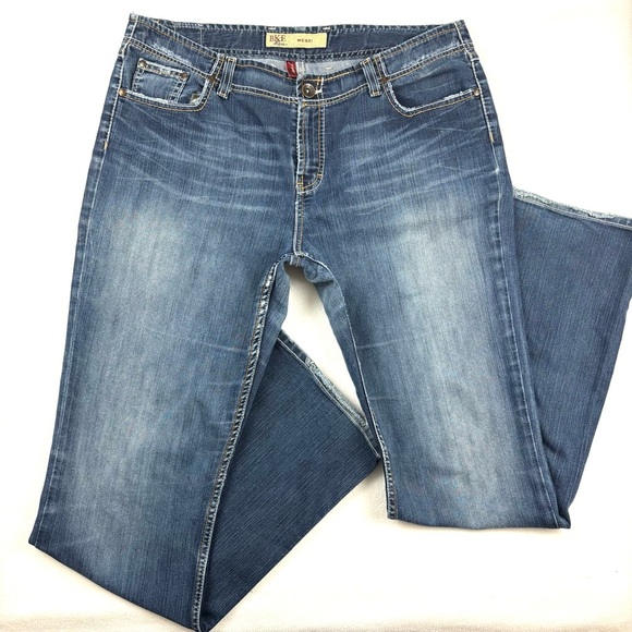 BKE Wendi Lowrise Super Whisker Faded Denim Bootcut Flare Western Jean (36/35.5) - Picture 2 of 16